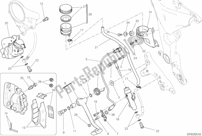 Todas las partes para Sistema De Frenado Trasero de Ducati Multistrada 1200 ABS Brasil 2018